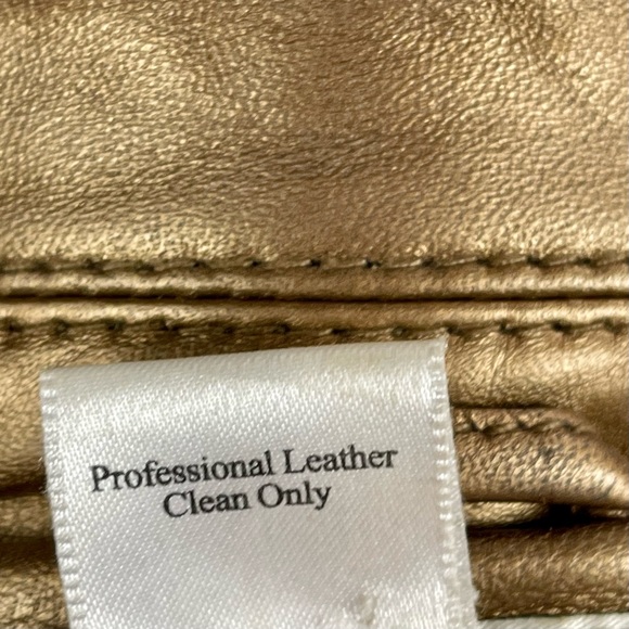 COLDWATER CREEK Y2K BRONZE METALLIC LEATHER ZIP UP COLLARED JACKET - Picture 15 of 15